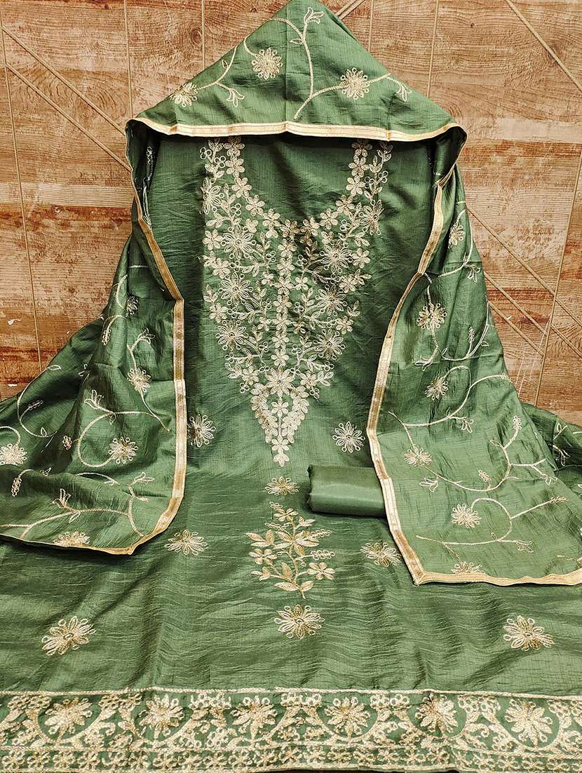 women solid with work embroidered unstitched suit set - 22018750 -  Standard Image - 1