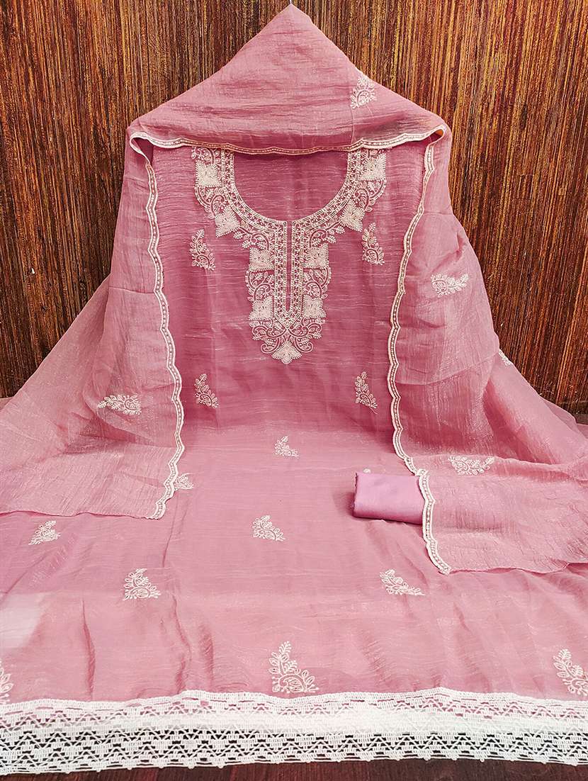 women solid with work embroidered unstitched suit set - 22018767 -  Standard Image - 1