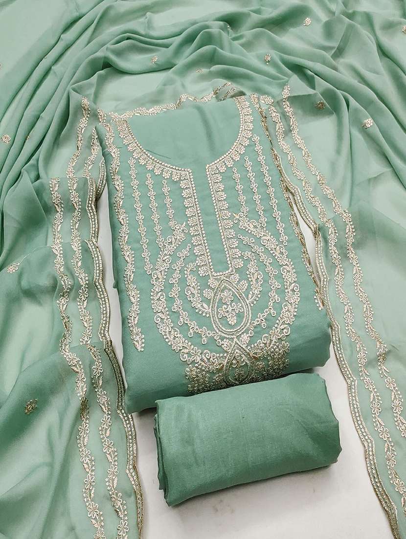 women solid with work embroidered unstitched suit set - 22018781 -  Standard Image - 1