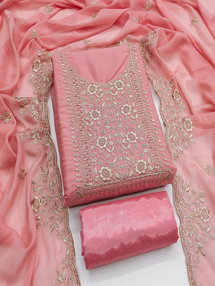 women solid with work embroidered unstitched suit set - 22018787 -  Standard Image - 1