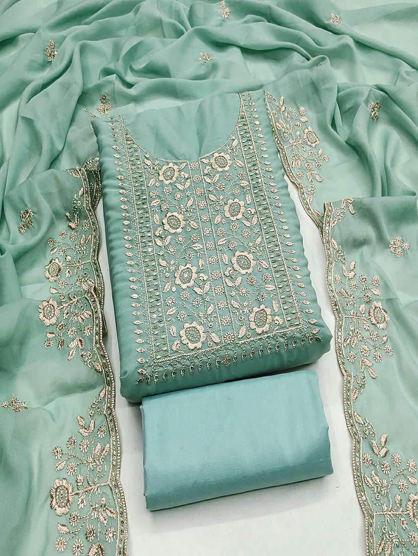 women solid with work embroidered unstitched suit set - 22018788 -  Standard Image - 1