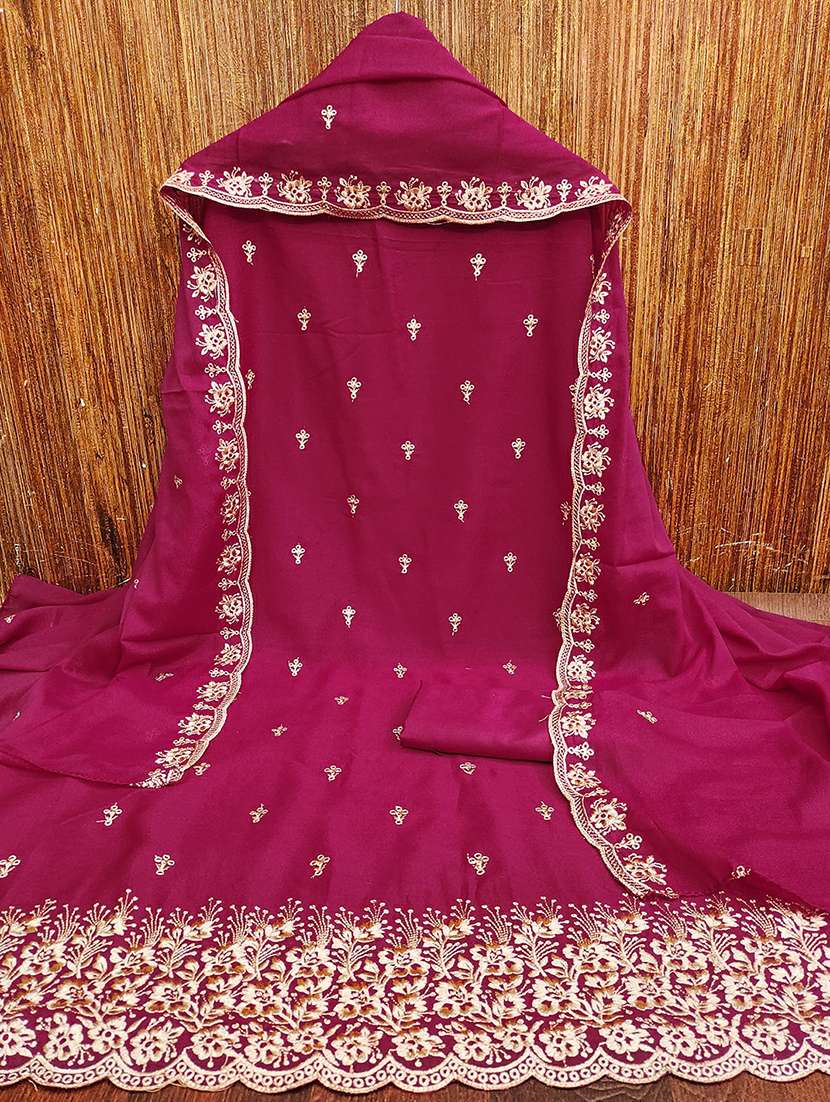 women solid with work embroidered unstitched suit set - 22018793 -  Standard Image - 1