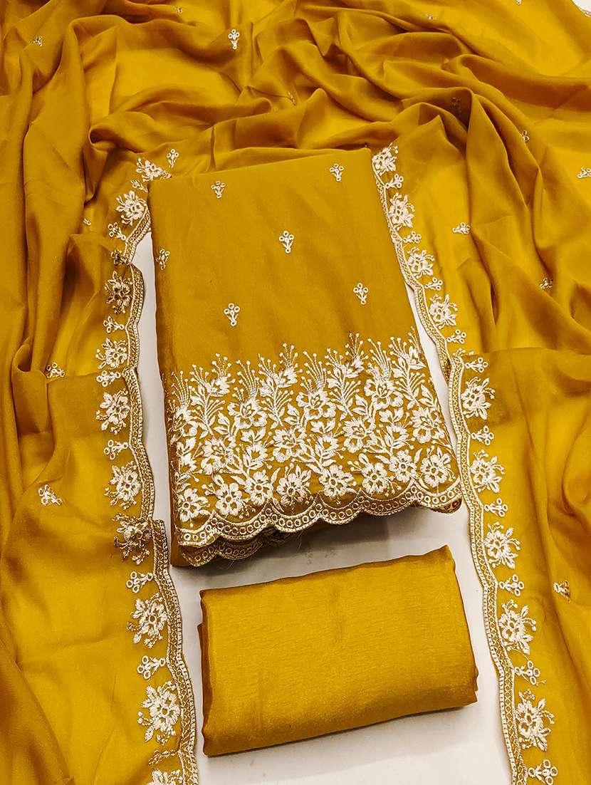 women solid with work embroidered unstitched suit set - 22018794 -  Standard Image - 1