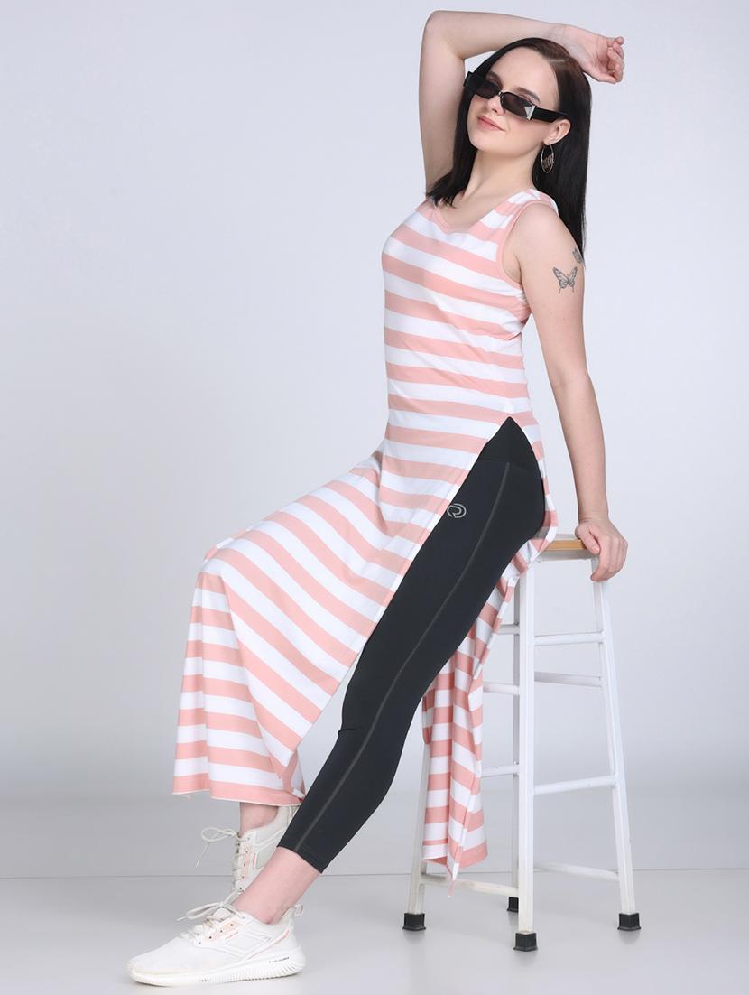 women striped sleeveless straight long top - 22018878 - Standard Image - 1