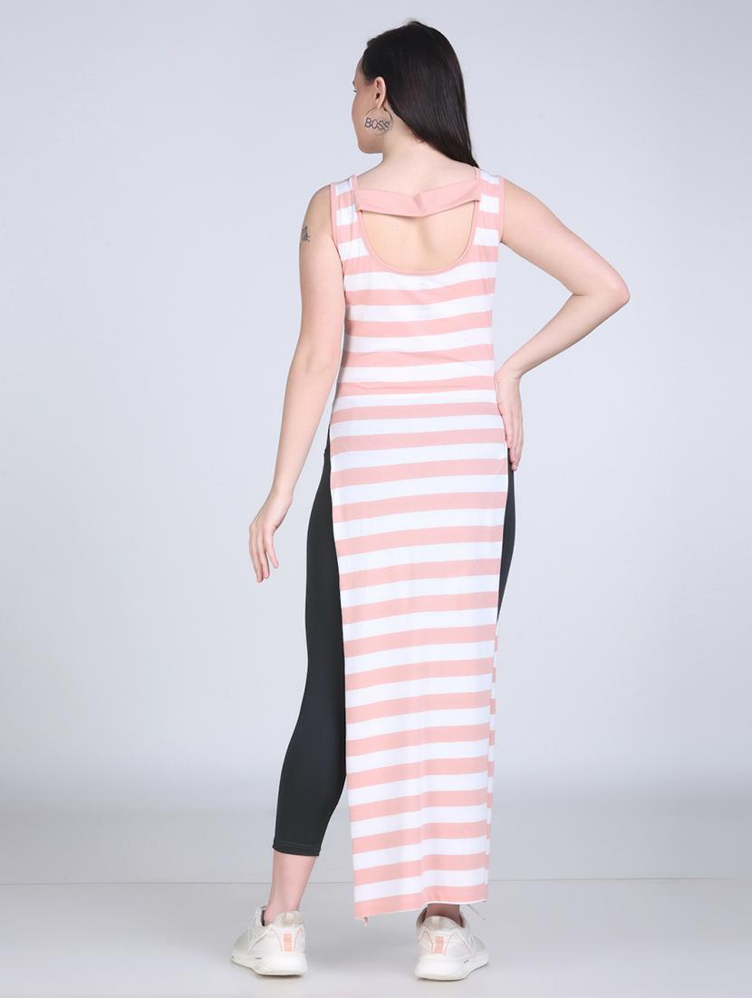 women striped sleeveless straight long top - 22018878 - Standard Image - 4