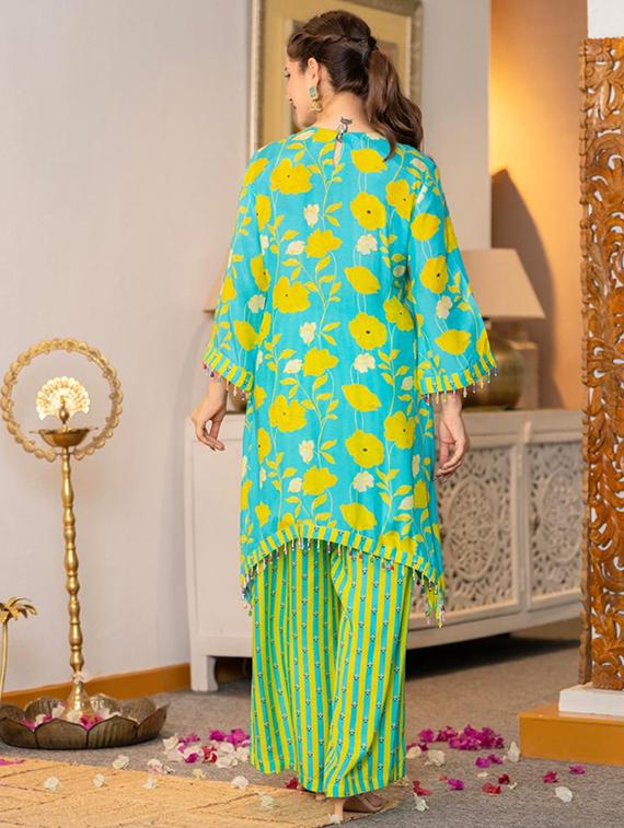women floral printed long sleeve kurta palazzo set - 22018882 - Standard Image - 4