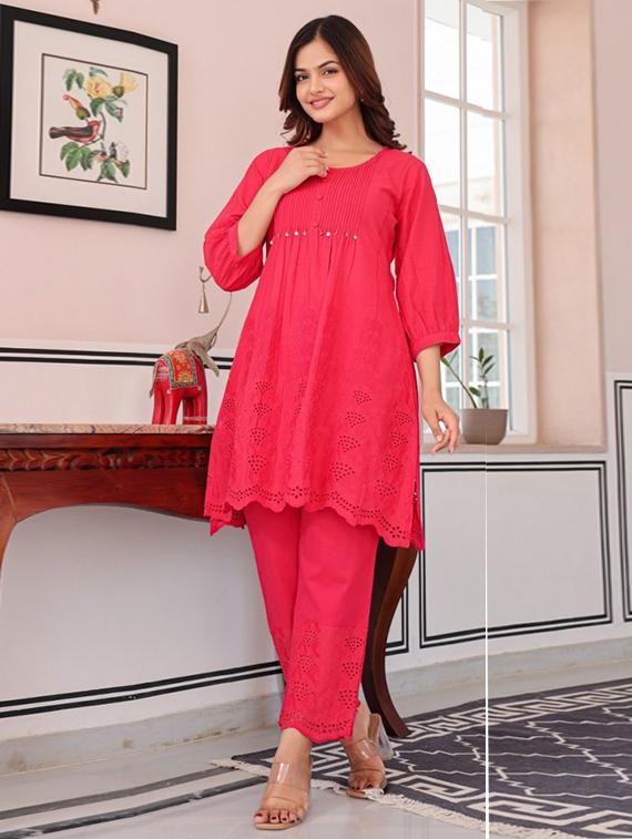women three quarter sleeve ethnic co-ord set - 22018887 - Standard Image - 1