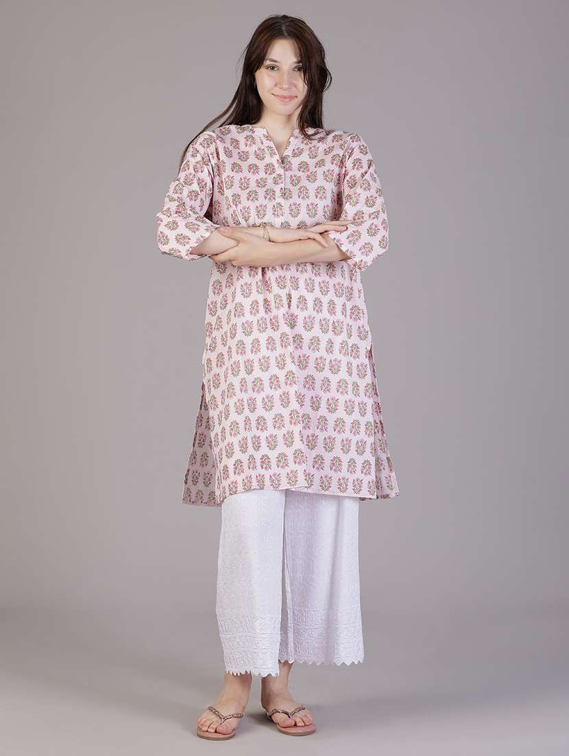 women floral printed three quarter sleeve a-line kurta - 22018900 - Standard Image - 1