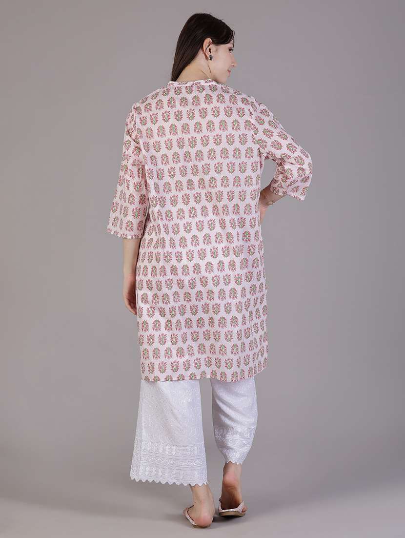 women floral printed three quarter sleeve a-line kurta - 22018900 - Standard Image - 4