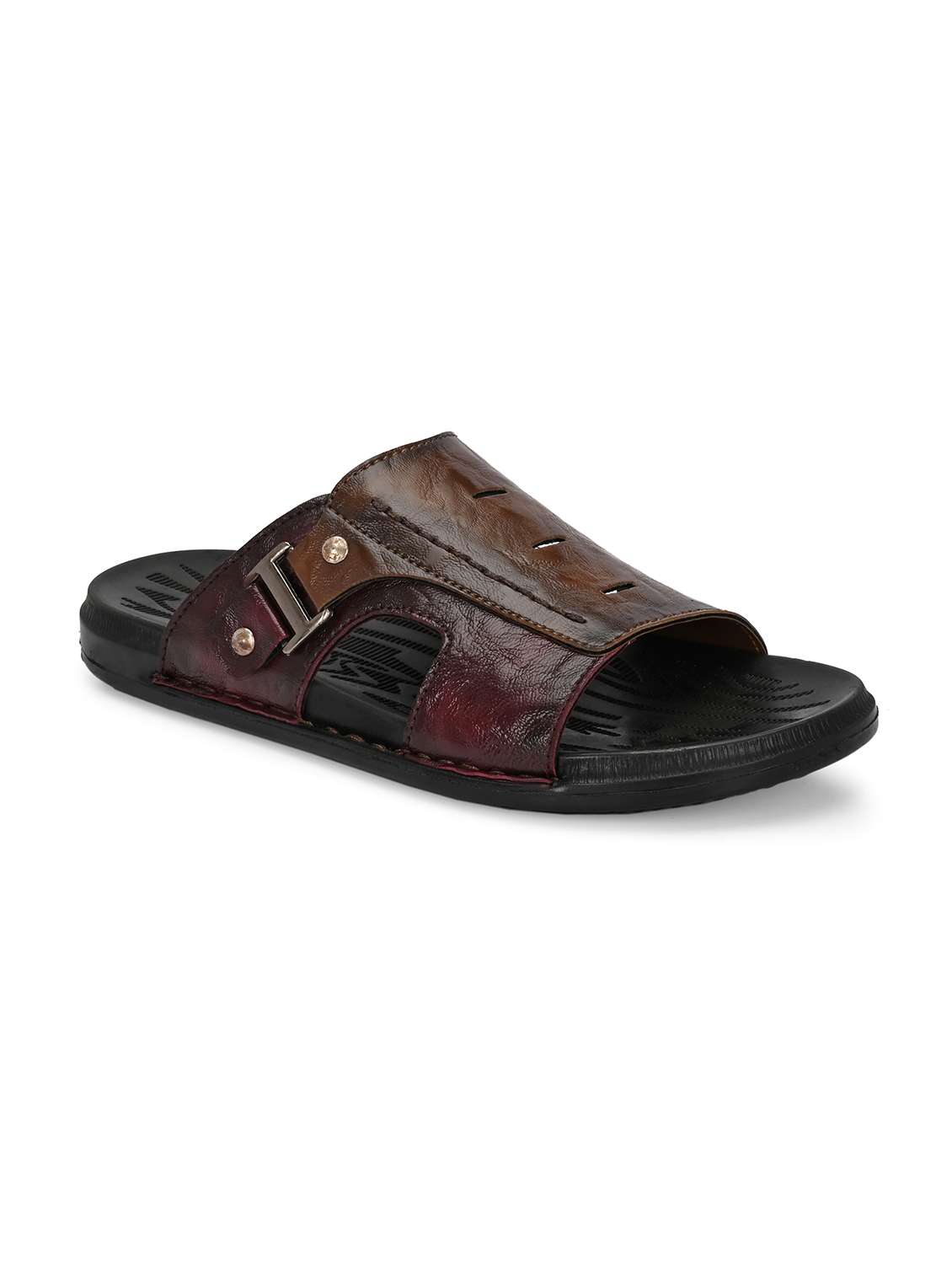 men's tan synthetic leather slip on sandal - 22018919 -  Standard Image - 1