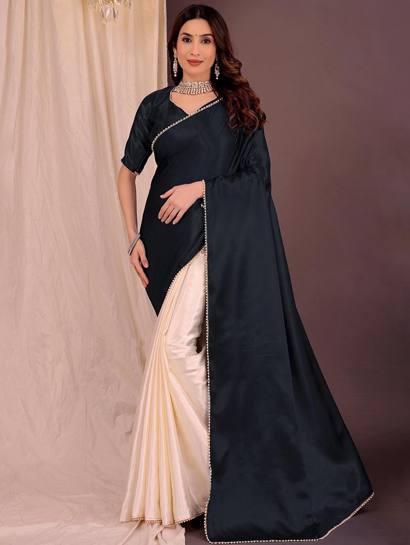 women solid half and half saree with blouse - 22018936 - Zoom Image - 0