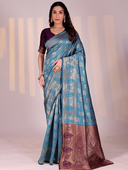 women self design banarasi saree with blouse - 22019200 -  Standard Image - 0