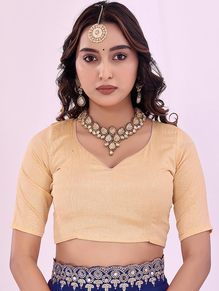 women solid with work embroidered saree with blouse - 22019215 -  Standard Image - 1
