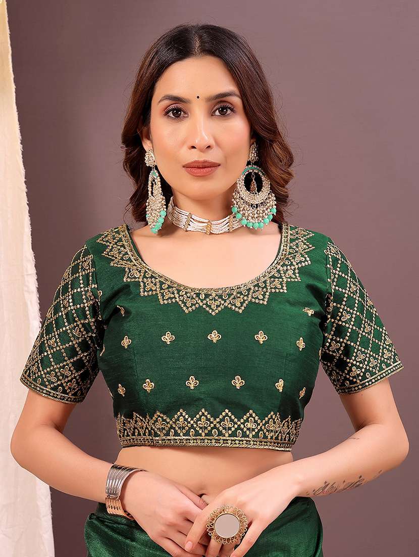 women solid with bordered saree with blouse - 22019218 - Standard Image - 1