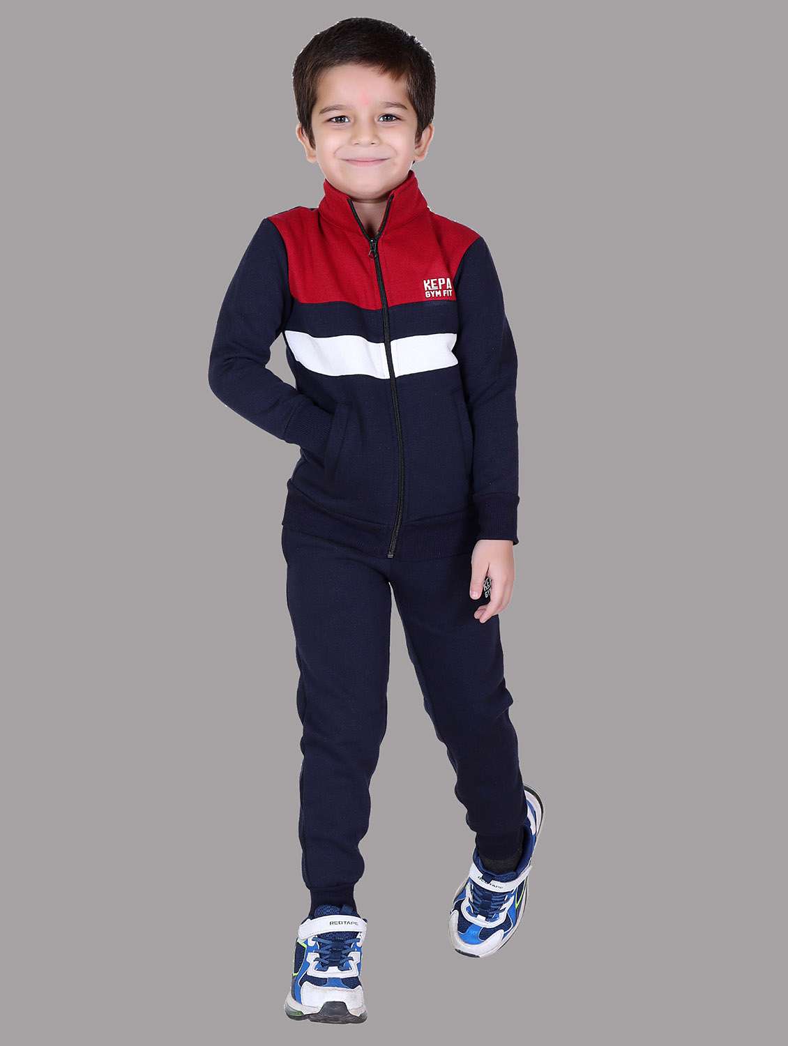 boys color blocked hooded track suit