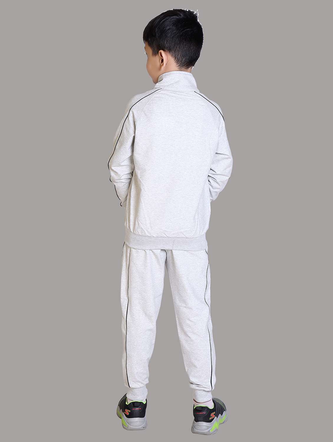boys grey solid hooded track suit - 22019341 -  Standard Image - 4