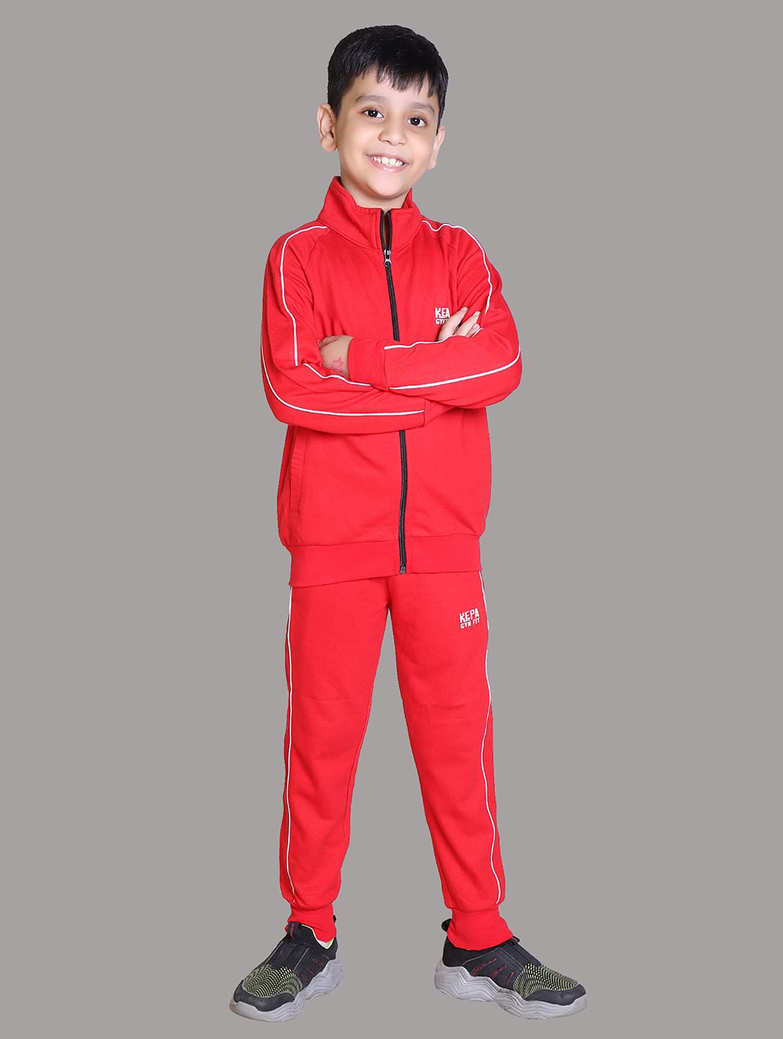 boys red solid hooded track suit - 22019342 - Standard Image - 1