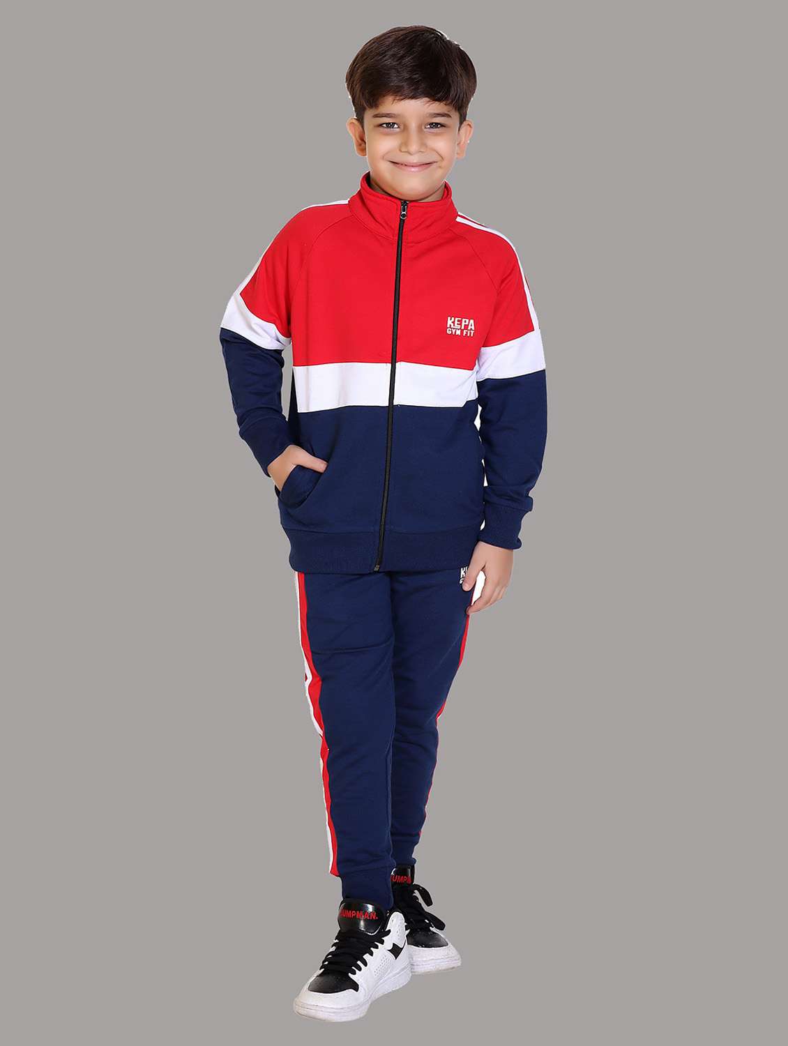 boys color blocked hooded track suit