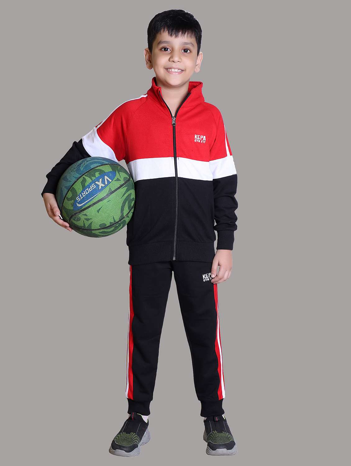 boys color blocked hooded track suit