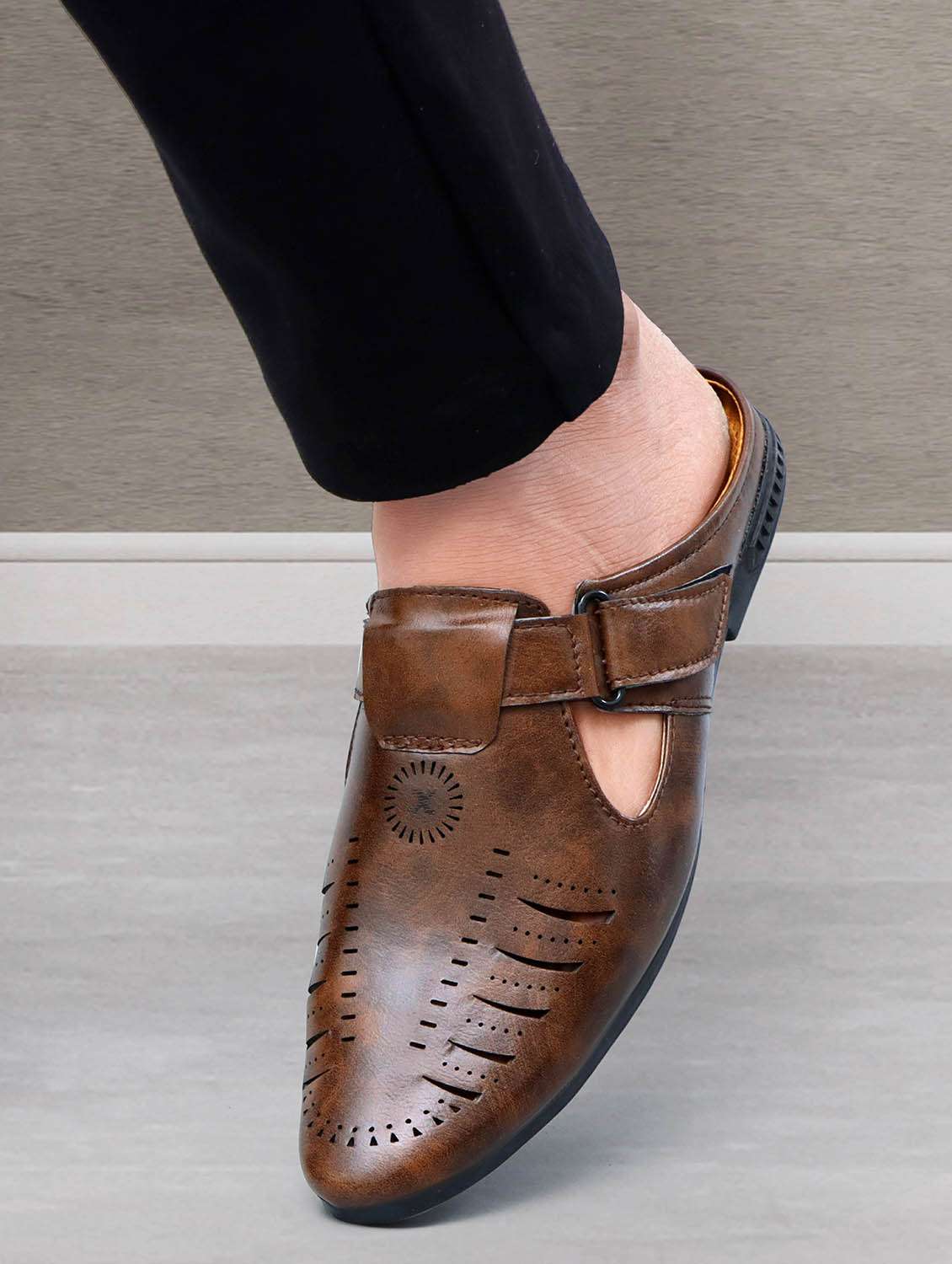men brown slip on mule - 22019350 -  Standard Image - 1