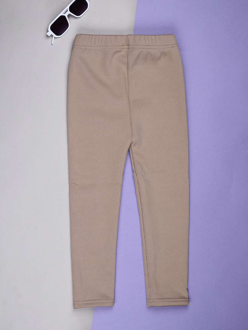 girls solid mid rise winterwear legging - 22019361 -  Standard Image - 1