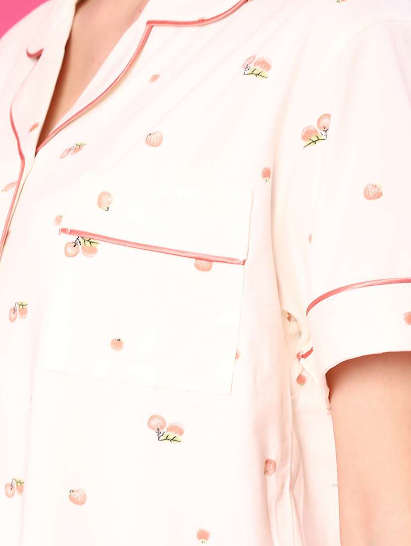 women printed short sleeve pyjama set nightwear - 22019398 -  Standard Image - 4