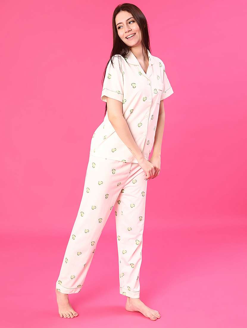 women printed short sleeve pyjama set nightwear - 22019443 -  Standard Image - 1