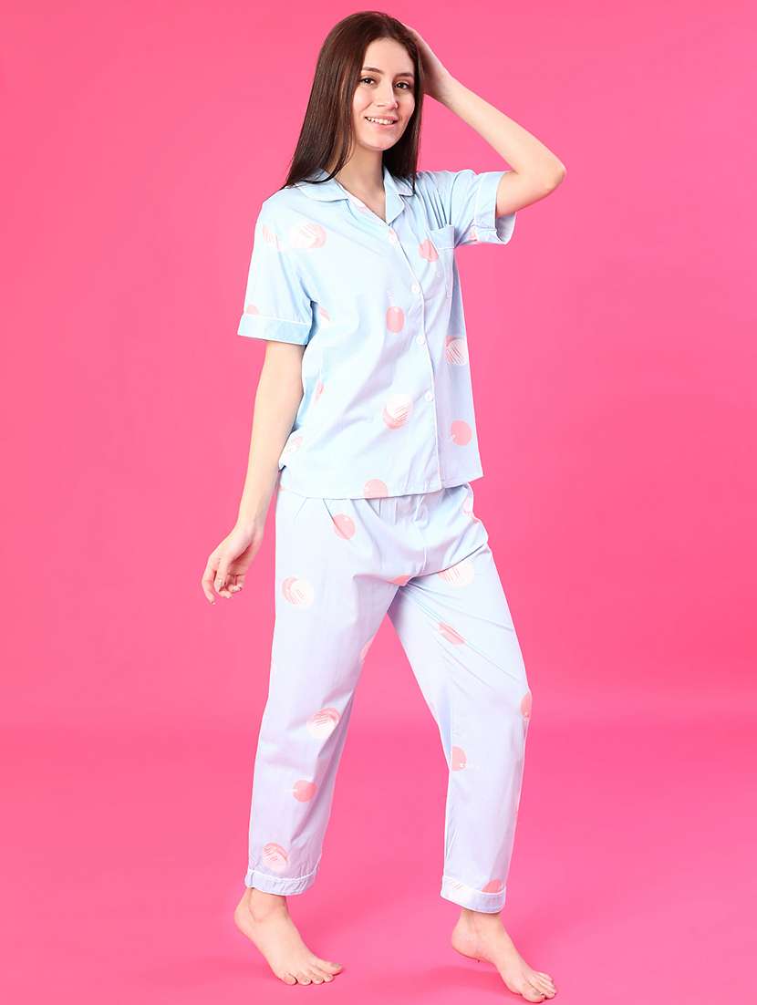 women printed short sleeve pyjama set nightwear - 22019475 -  Standard Image - 1