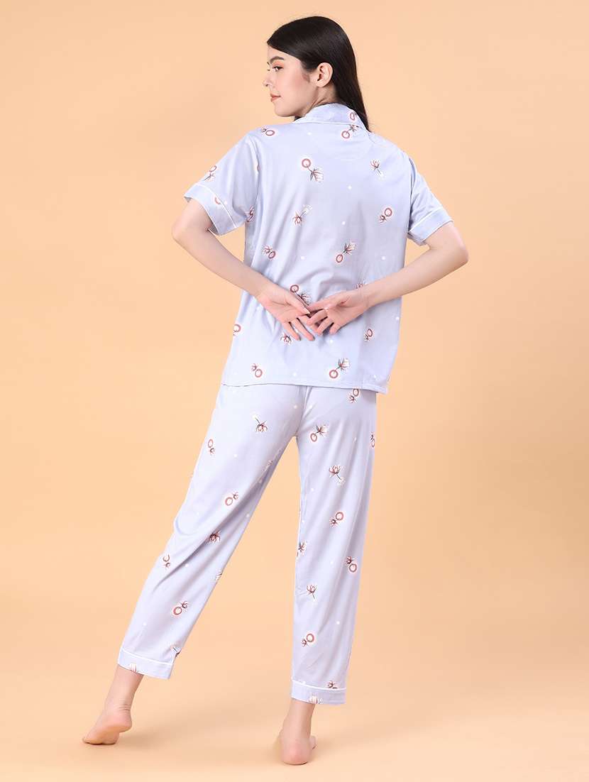 women printed short sleeve pyjama set nightwear - 22019478 -  Standard Image - 4