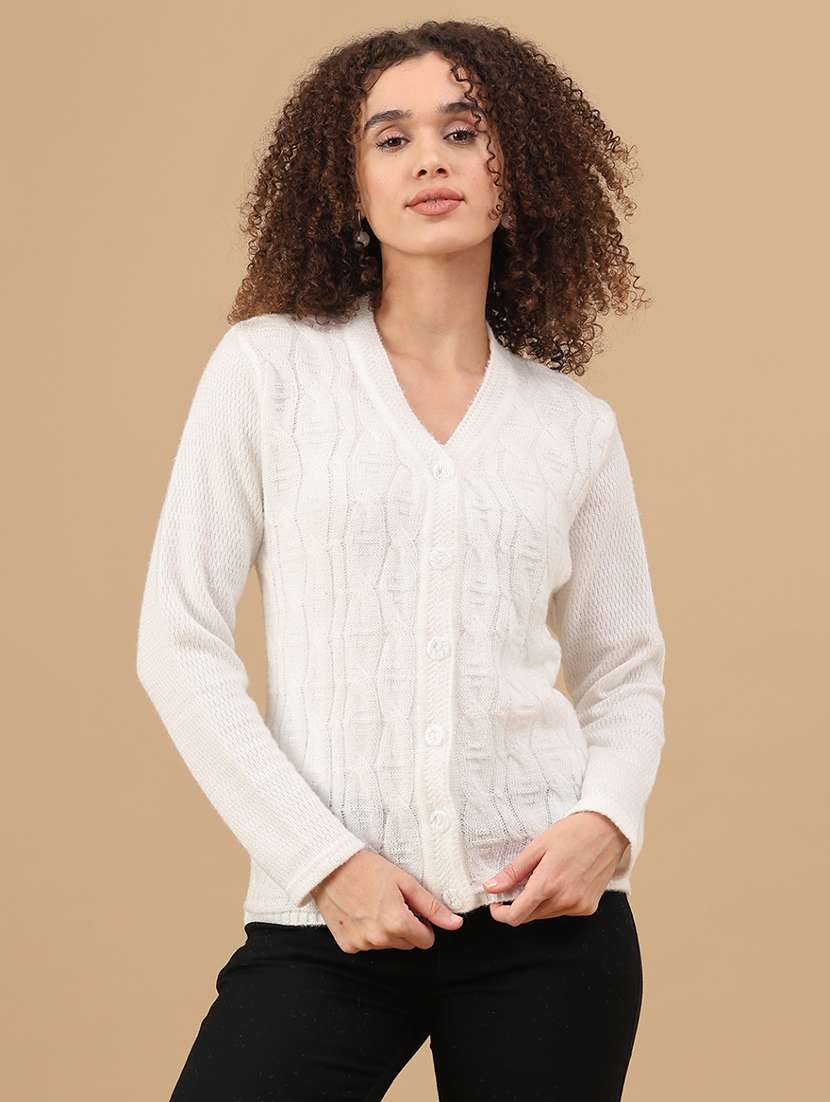 women self design long sleeve cardigan - 22019489 -  Standard Image - 1