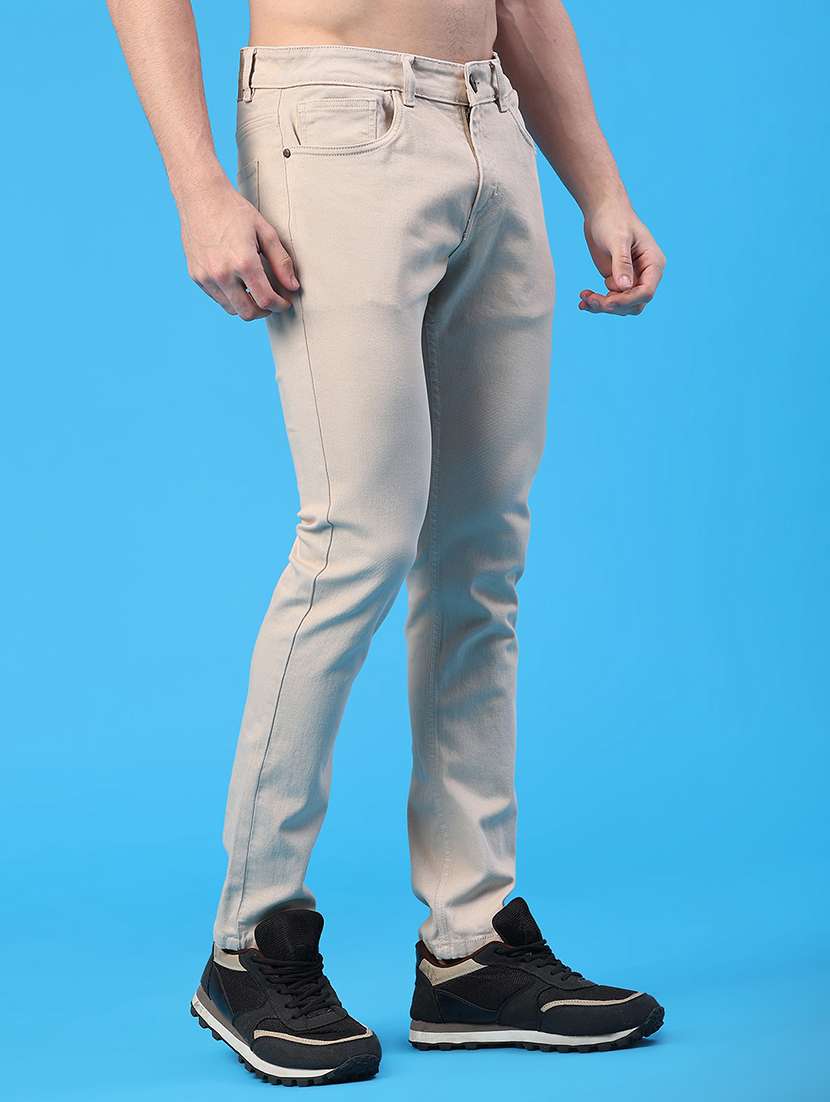 men plain mid rise full length slim fit jeans - 22019523 -  Standard Image - 1