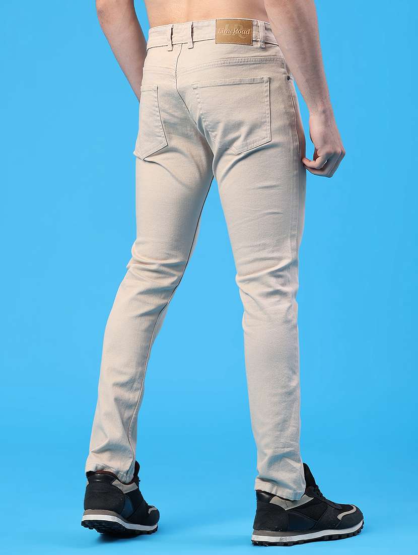 men plain mid rise full length slim fit jeans - 22019523 -  Standard Image - 4