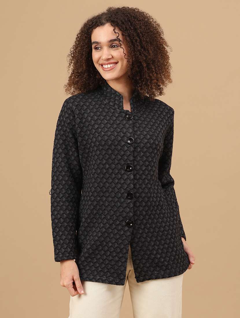 women self design long sleeve cardigan - 22019554 -  Standard Image - 1