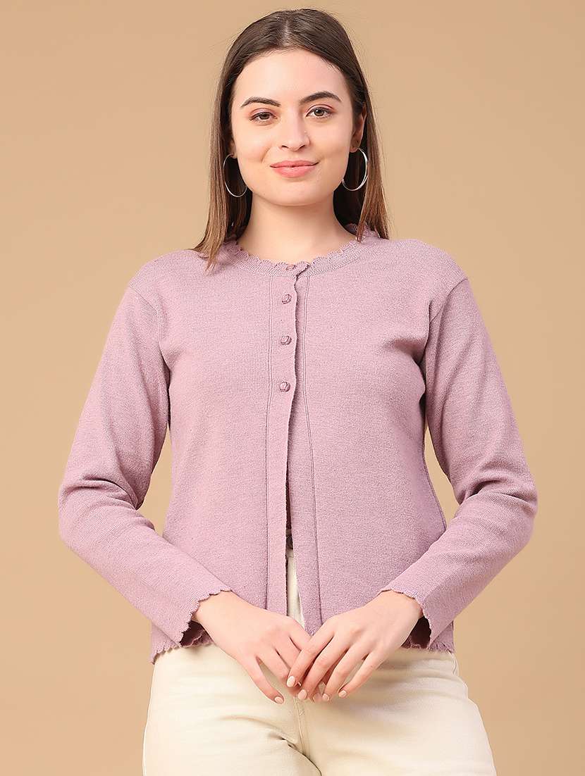 women solid long sleeve cardigan - 22019555 -  Standard Image - 1
