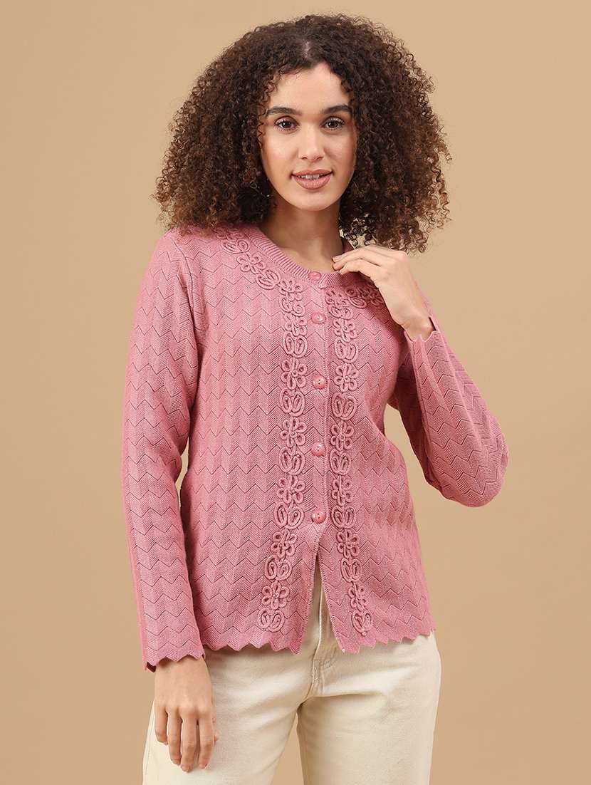 women self design long sleeve cardigan - 22019556 -  Standard Image - 1