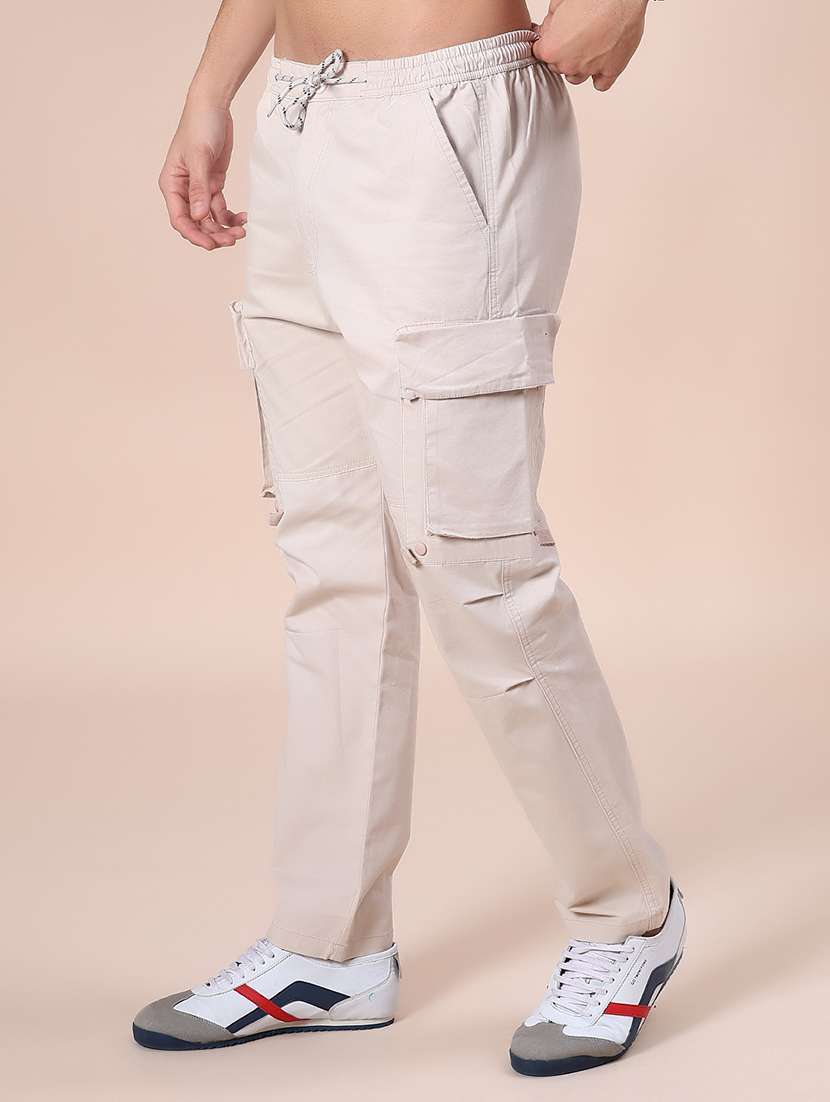 men solid mid rise regular fit cargo - 22019570 -  Standard Image - 1
