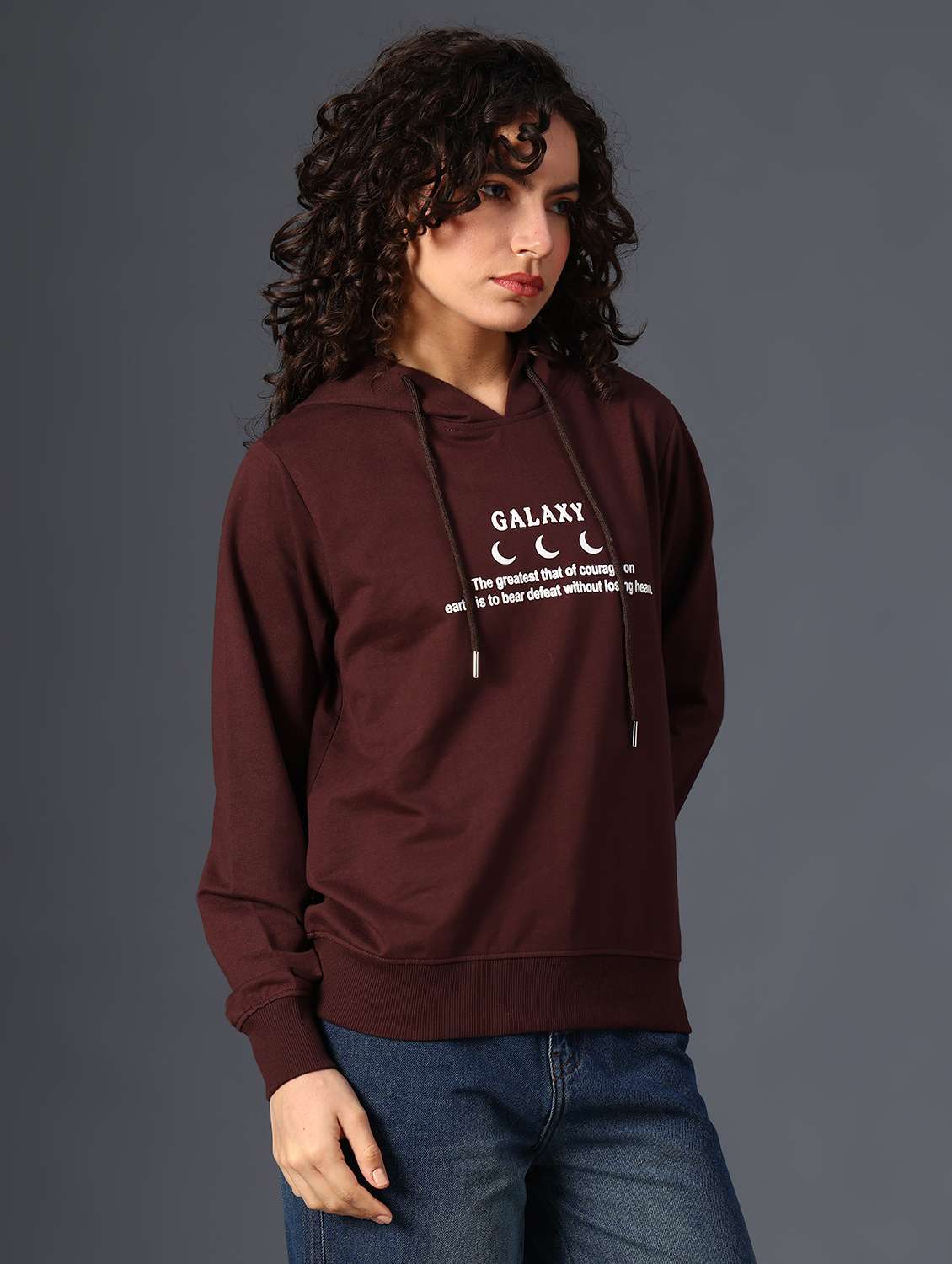 women printed long sleeve hooded sweatshirt - 22019579 -  Standard Image - 1