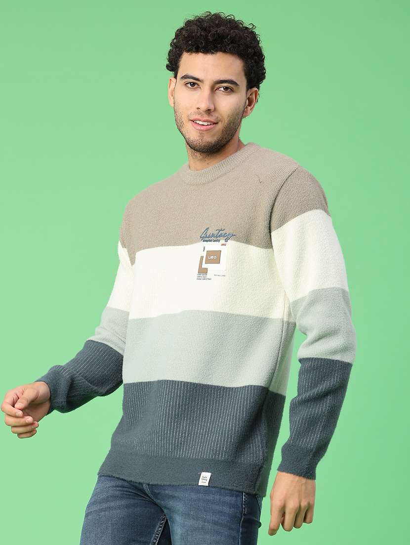 men color blocked long sleeve pullover - 22019580 -  Standard Image - 1