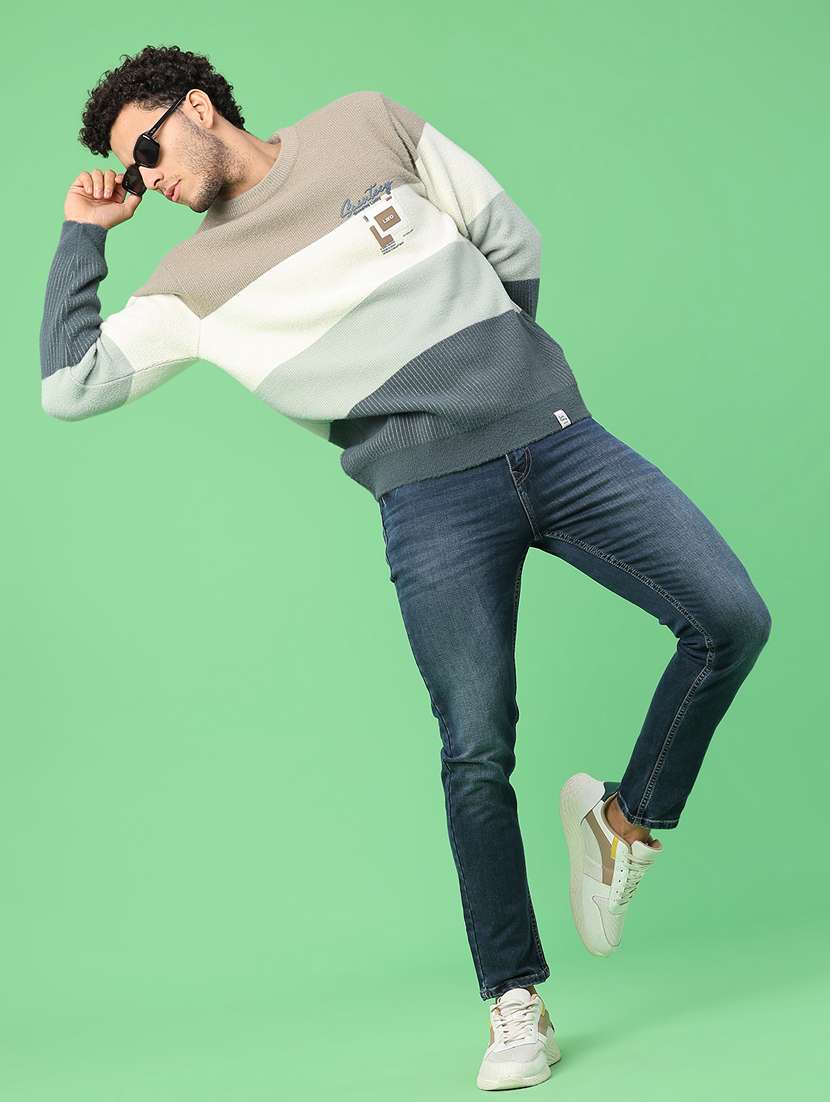 men color blocked long sleeve pullover - 22019580 -  Standard Image - 4