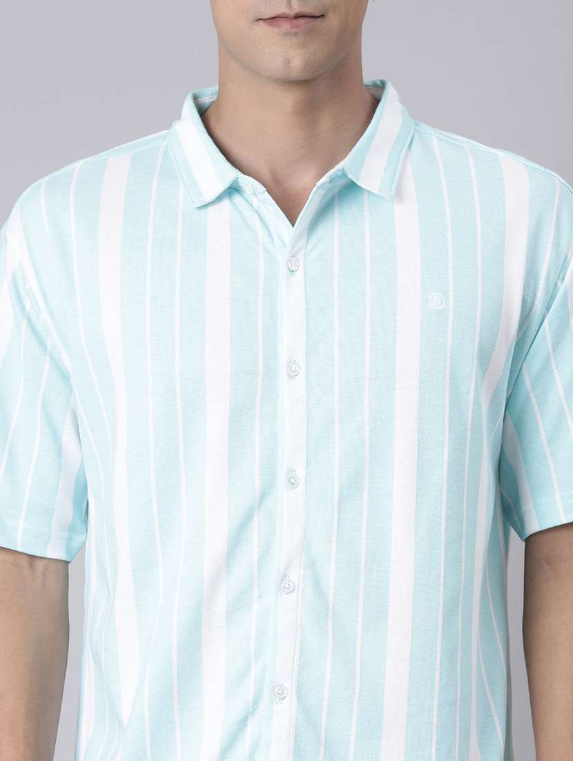 men striped short sleeve collared casual shirt - 22019639 -  Standard Image - 4
