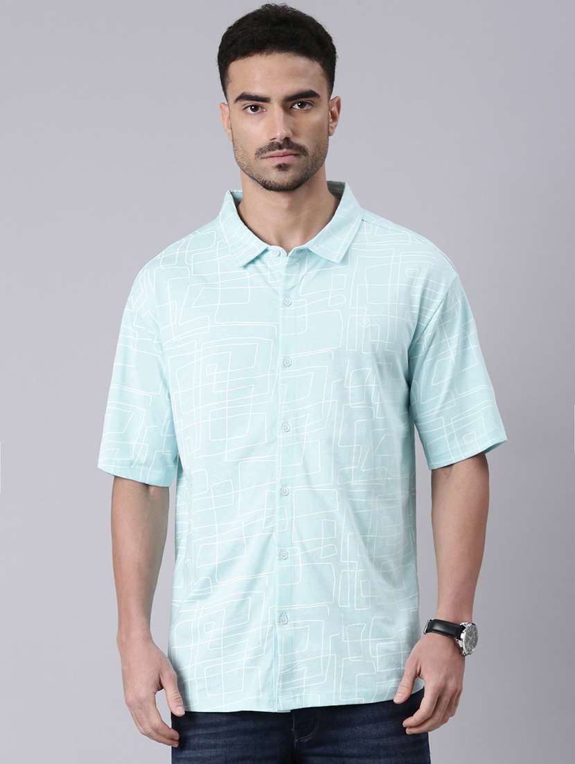 men printed collared short sleeves casual shirt - 22019640 - Zoom Image - 0