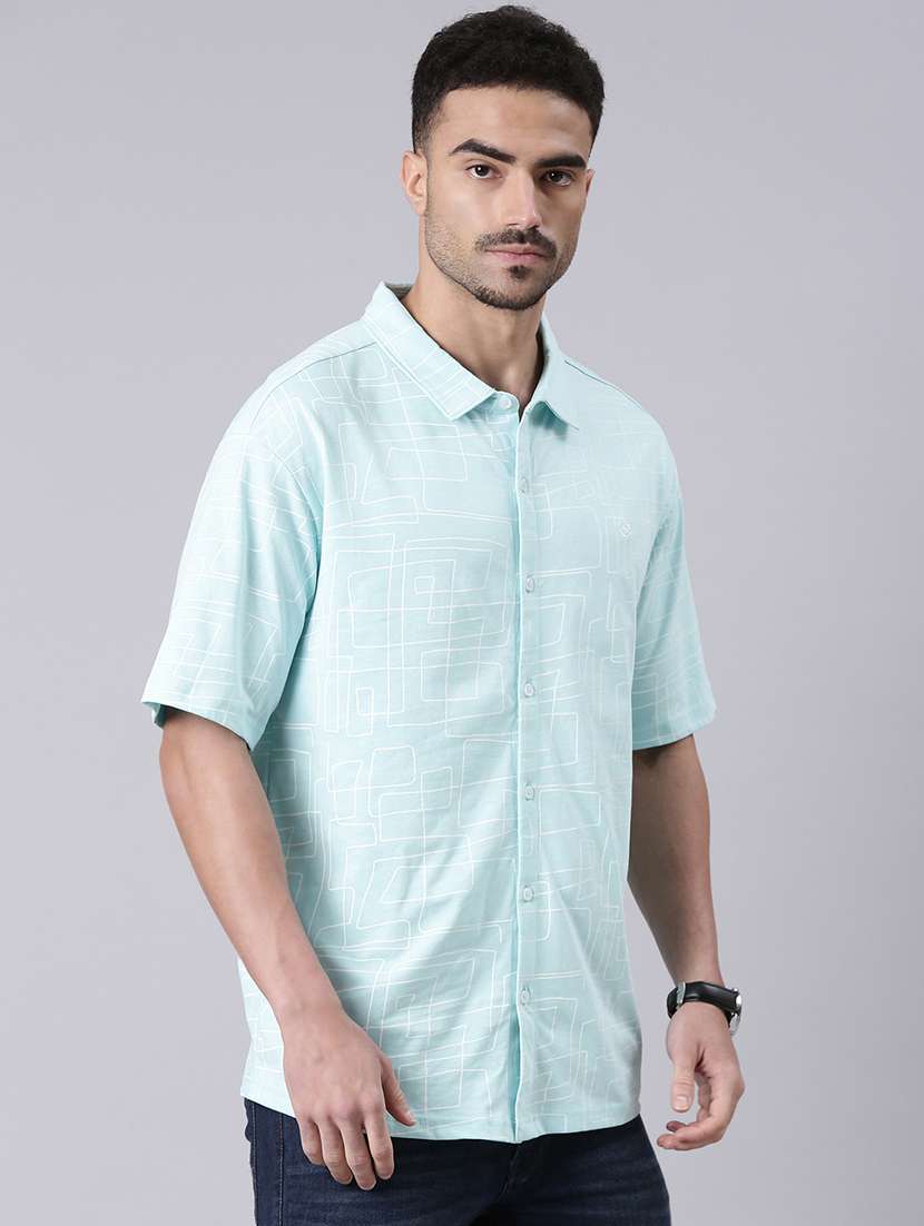 men printed collared short sleeves casual shirt - 22019640 - Standard Image - 1
