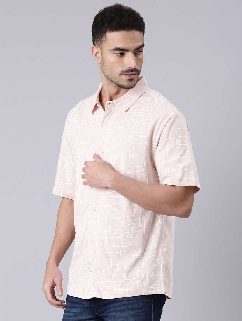 men printed collared short sleeves casual shirt - 22019641 -  Standard Image - 1