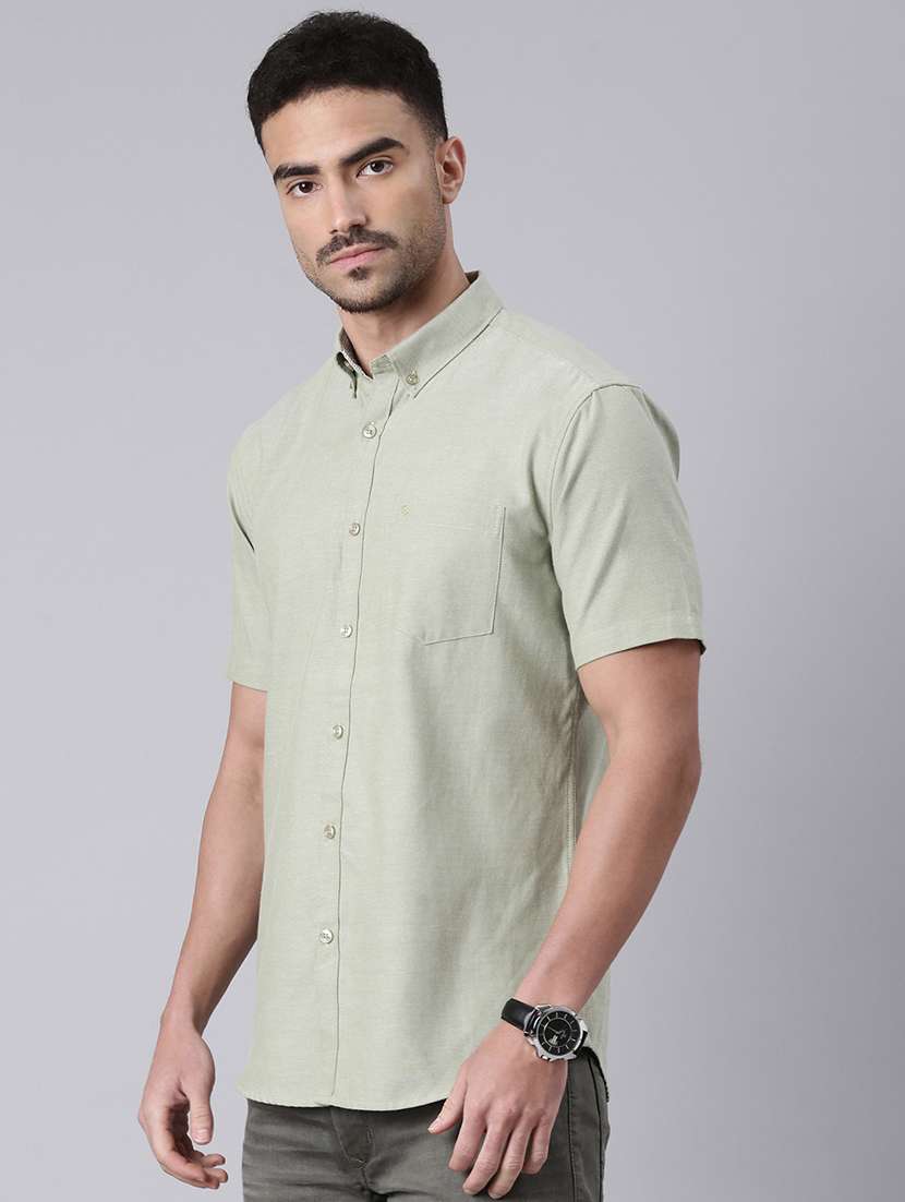 Men Solid Collared Short Sleeves Casual Shirt - 22019643 -  Standard Image - 1