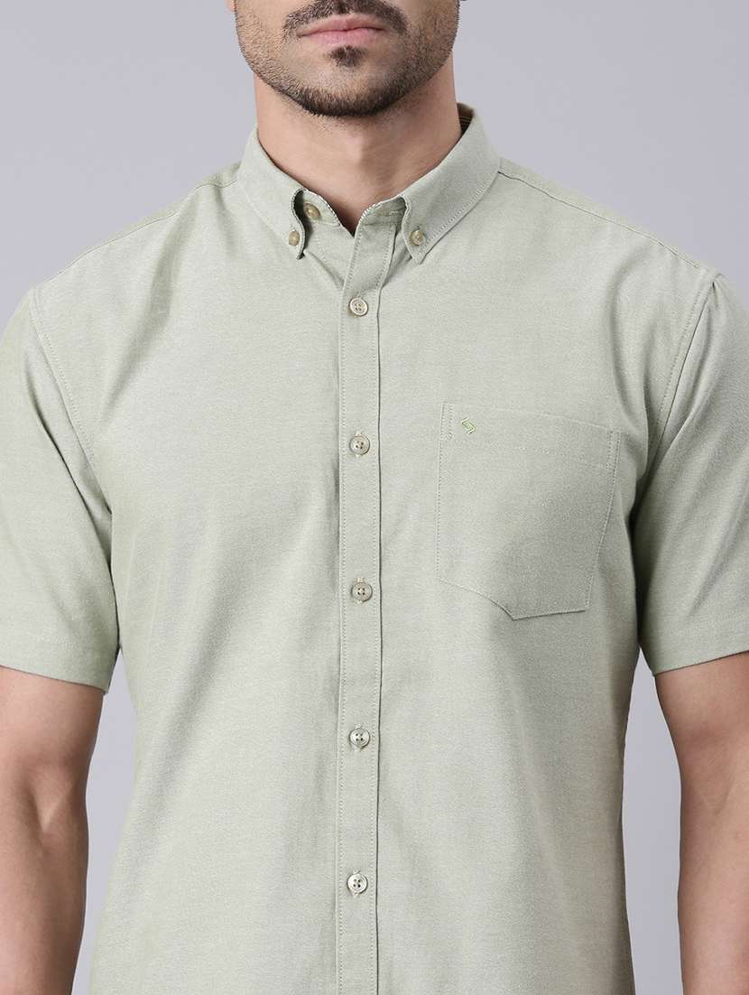 Men Solid Collared Short Sleeves Casual Shirt - 22019643 -  Standard Image - 4