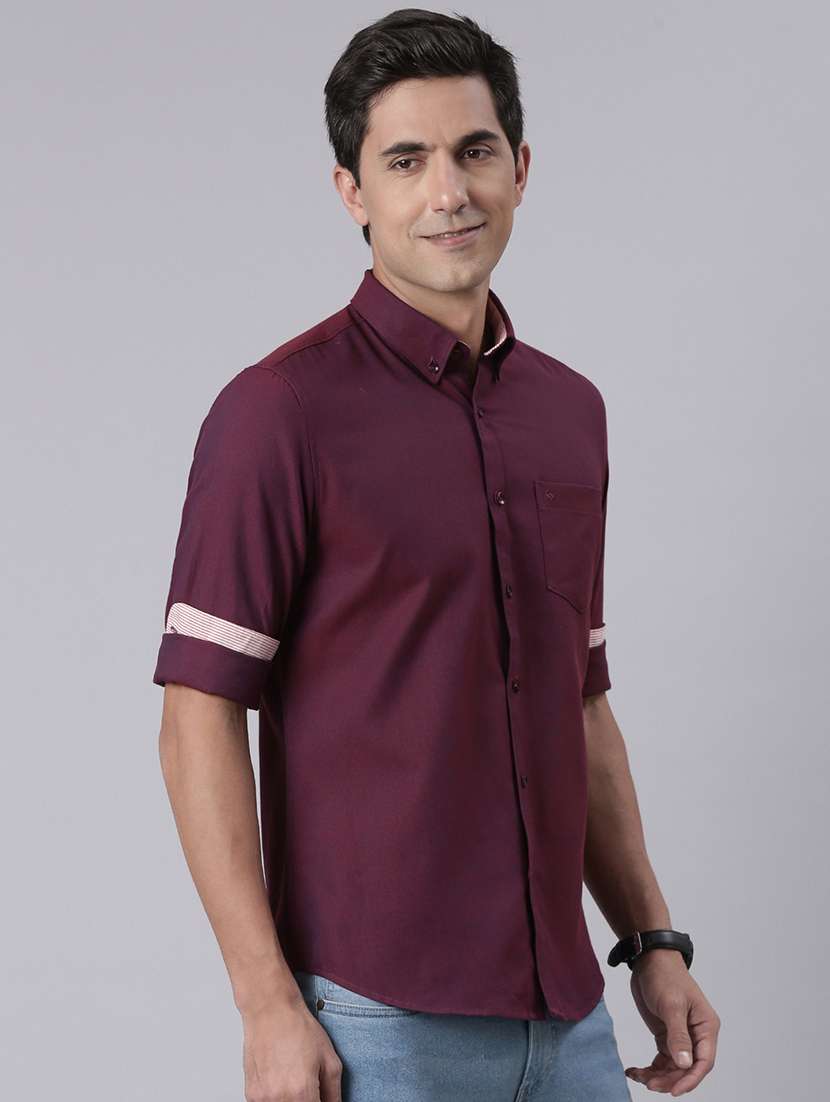 men solid collared long sleeve regular fit shirt - 22019644 -  Standard Image - 1
