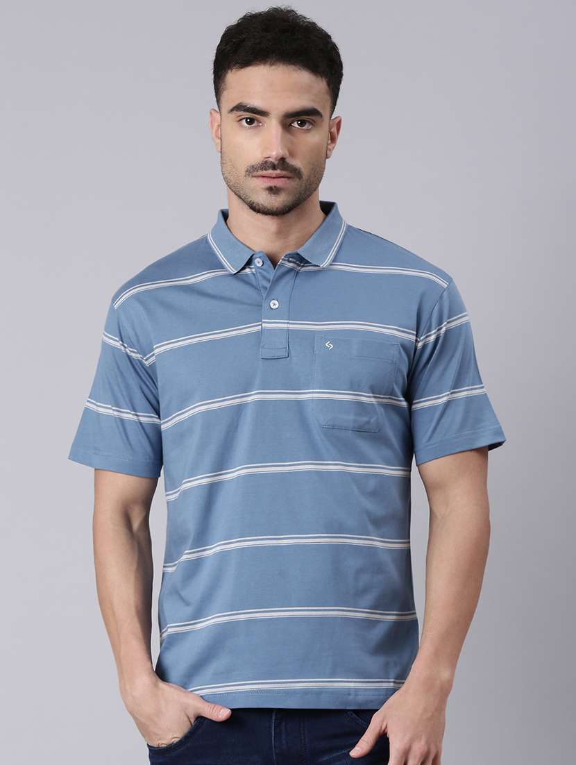 men striped short sleeve regular fit polo t-shirt