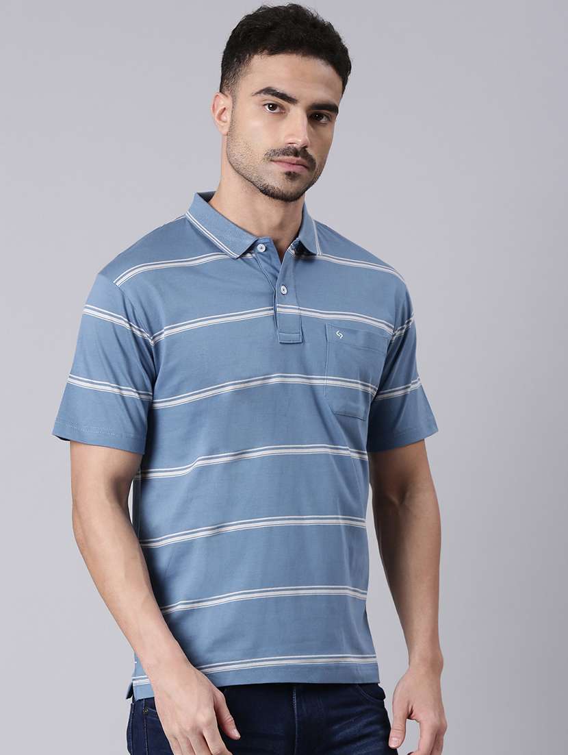 men striped short sleeve regular fit polo t-shirt - 22019645 -  Standard Image - 1