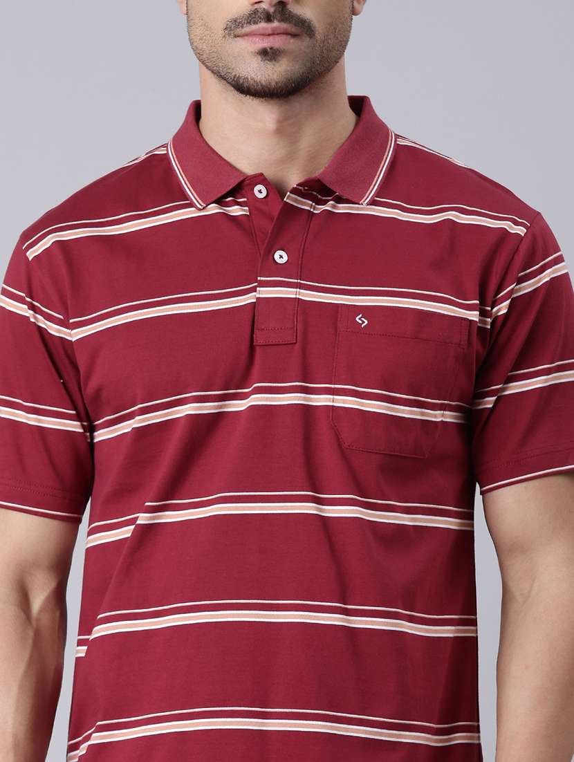 men striped short sleeve regular fit polo t-shirt - 22019646 -  Standard Image - 1