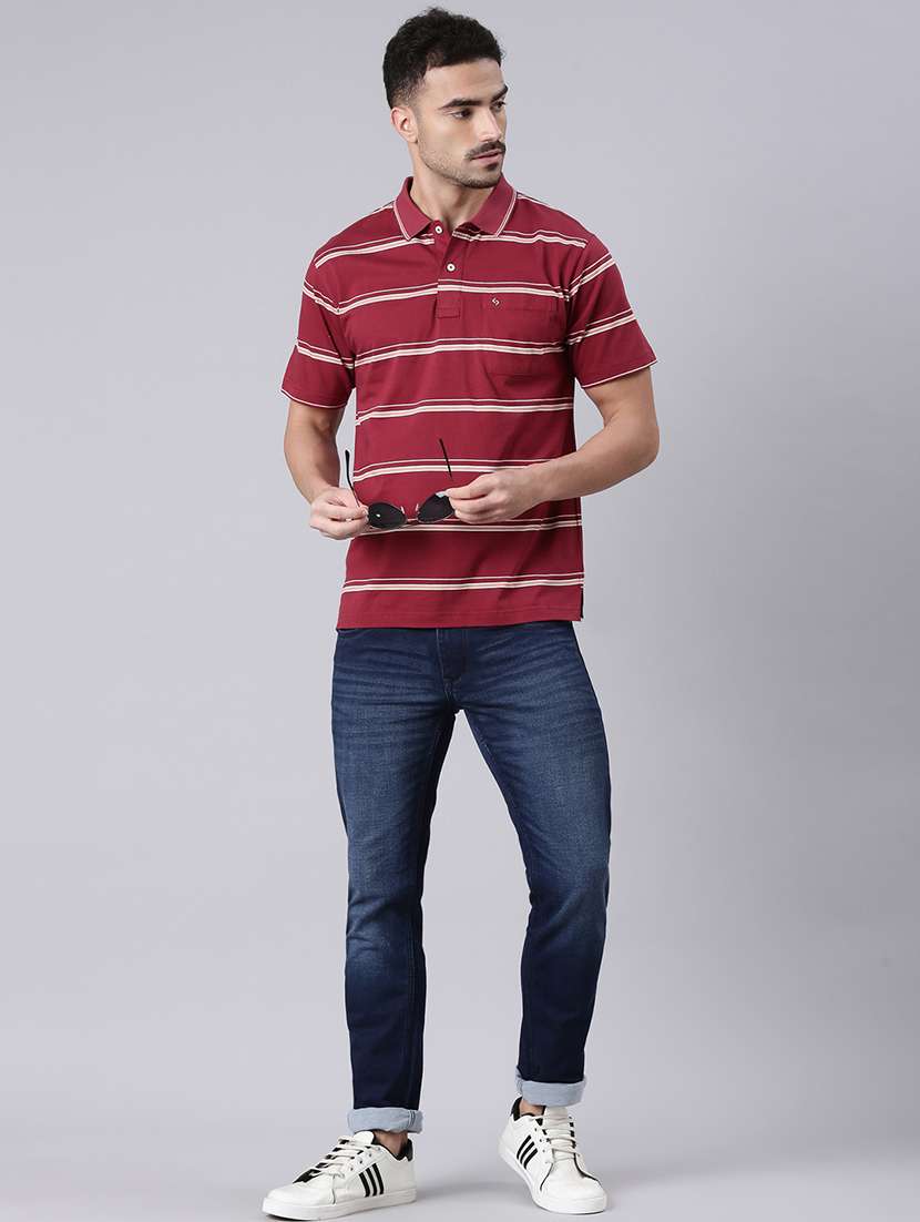 men striped short sleeve regular fit polo t-shirt - 22019646 -  Standard Image - 4